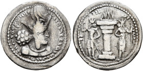 SASANIAN KINGS. Shahpur I, 240-272. Obol (Silver, 14 mm, 0.81 g, 3 h), Mint I (Ctesiphon). MZDYSN BGY ŠHPWHLY MRKAN MRKA 'YR'N MNW CTRY MN YZD'N ('Wor...