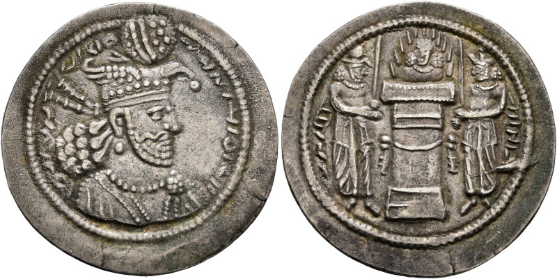 SASANIAN KINGS. Hormizd II, 303-309. Drachm (Silver, 27 mm, 4.59 g, 3 h), Style ...