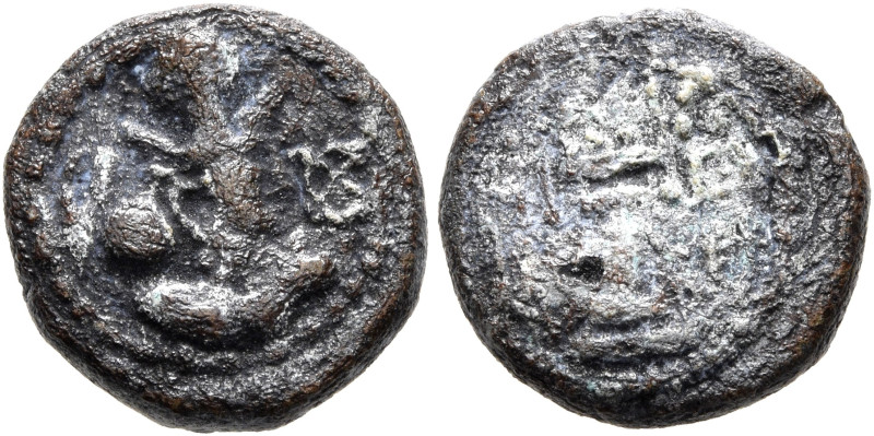 SASANIAN KINGS. Shahpur II, 309-379. Pashiz (Lead, 12 mm, 2.80 g, 3 h). Draped b...