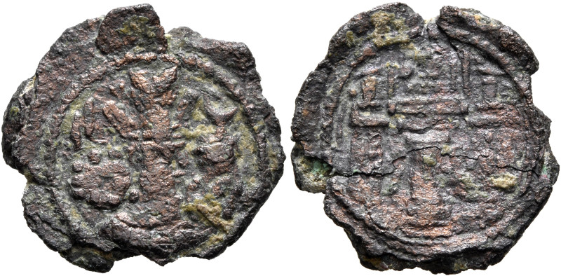 SASANIAN KINGS. Shahpur II, 309-379. Pashiz (Bronze, 20 mm, 2.58 g, 3 h). Draped...