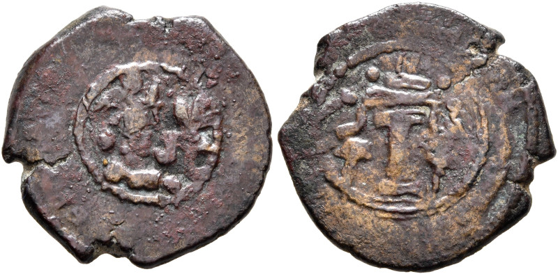 SASANIAN KINGS. Bahram IV, 388-399. Pashiz (Bronze, 17 mm, 2.36 g, 3 h). Draped ...