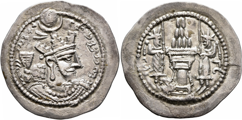 SASANIAN KINGS. Yazdgard II, 438-457. Drachm (Silver, 31 mm, 4.00 g, 3 h), GW (G...