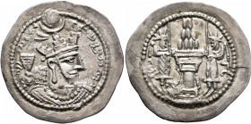 SASANIAN KINGS. Yazdgard II, 438-457. Drachm (Silver, 31 mm, 4.00 g, 3 h), GW (Gurgan). MZDYSN BGY KDY YZDKLTY ('Worshipper of Lord Mazda, 'God' Yazdg...