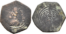 SASANIAN KINGS. Yazdgard III, 632-651. Pashiz (Copper, 15 mm, 0.87 g, 9 h), SK (Sijistan), RY 18 = AD 649. Draped bust of Yazdgard III to right, weari...
