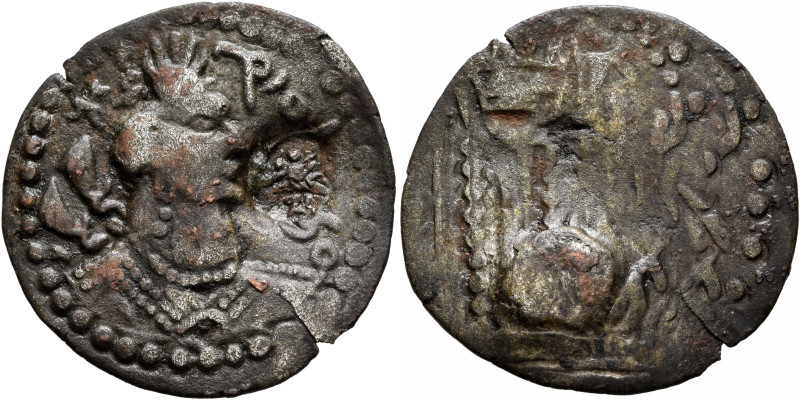 HUNNIC TRIBES, Western Turks. Sri Sahi, circa 650-700. Drachm (Billon, 27 mm, 2....