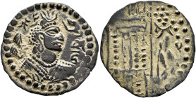 HUNNIC TRIBES, Western Turks. Sri Sahi, circa 650-700. Drachm (Bronze, 23 mm, 2.65 g, 12 h), uncertain mint, possibly in Zabulistan, circa 650. Draped...
