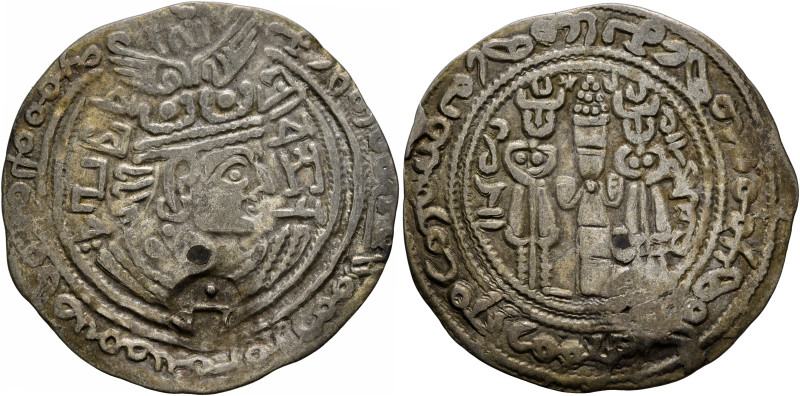 HUNNIC TRIBES, Western Turks. Sandan, Lord of the Oxus, circa 690-730. Drachm (S...