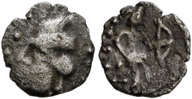 LOCAL ISSUES, Sogdiana. Circa 1st century AD. Hemiobol (Silver, 8 mm, 0.23 g, 12 h), tribal rulers of southern Sogdiana. Diademed and baearded Parthia...
