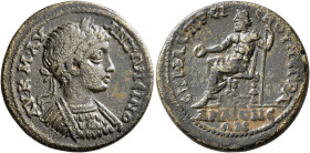 PHRYGIA. Acmoneia. Caracalla, 198-217. Diassarion (Orichalcum, 25 mm, 8.57 g, 7 h), Flavius Priscus Niger, magistrate. AY•K•M•AY ANTΩNЄINOC Laureate a...