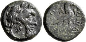 PHRYGIA. Amorium. 2nd-1st century BC. AE (Bronze, 18 mm, 7.73 g, 12 h), Sokrates and Aristeides, magistrates. Laureate head of Zeus to right; on cheek...