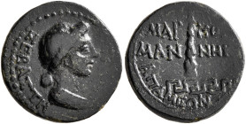 PHRYGIA. Apameia. Julia Augusta (Livia), Augusta, 14-29. AE (Bronze, 14 mm, 2.17 g, 7 h), Markos Manneios, magistrate. ΣΕΒΑΣΤΗ Draped bust of Livia to...