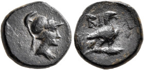 PHRYGIA. Cibyra. 2nd-1st century BC. Chalkous (Bronze, 11 mm, 1.95 g, 2 h). Head of the hero Kibyras to right, wearing crested Corinthian helmet. Rev....