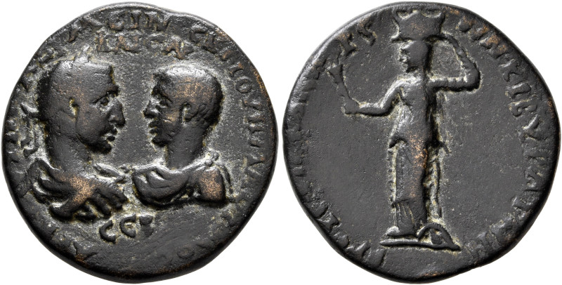 PHRYGIA. Cibyra. Maximinus I, with Maximus Caesar, 235/6-238. Tetrassarion (Bron...