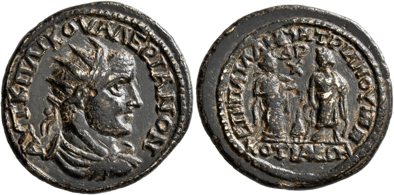 PHRYGIA. Cotiaeum. Valerian I, 253-260. AE (Orichalcum, 25 mm, 8.17 g, 7 h), P. ...