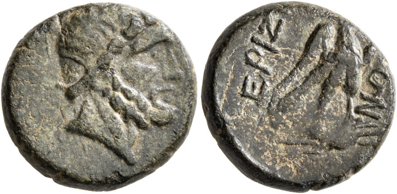 PHRYGIA. Eriza. 2nd-1st century BC. AE (Bronze, 17 mm, 6.56 g, 3 h). Laureate he...