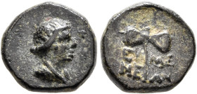 PHRYGIA. Eumeneia, circa 2nd-1st centuries BC. AE (Bronze, 10 mm, 1.42 g, 12 h). Draped female bust to right. Rev. EY-ME/NE-ΩN Double axe. Lindgren II...