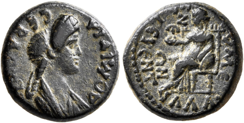 PHRYGIA. Eumeneia. Domitia, Augusta, 82-96. Hemiassarion (Bronze, 14 mm, 2.85 g,...