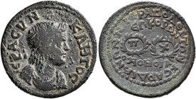 PHRYGIA. Hierapolis. Pseudo-autonomous issue. Diassarion (Bronze, 24 mm, 7.00 g, 12 h), Homonoia with Sardis. Time of Philip I, 244-249. ΙЄΡΑ ϹΥΝΚΛΗΤΟ...
