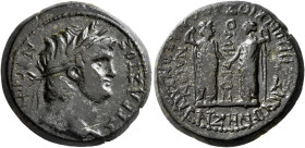 PHRYGIA. Laodicea ad Lycum. Nero, 54-68. Diassarion (Bronze, 24 mm, 13.83 g, 6 h), 'Homonoia' with Smyrna. Anto. Zenon, son of Zenon, magistrate. NEPΩ...