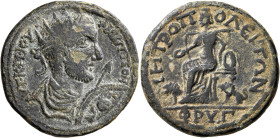 PHRYGIA. Metropolis. Philip I, 244-249. Tetrassarion (Bronze, 32 mm, 16.55 g, 6 h). ΑΥΤ Κ Μ ΙΟΥ ΦΙΛΙΠΠΟΝ Radiate, draped and cuirassed bust of Philip ...