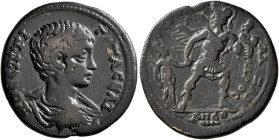 PHRYGIA. Otrus. Geta, as Caesar, 198-209. Diassarion (Orichalcum, 24 mm, 7.00 g, 6 h), Alexandros, asiarch. ΠO CЄΠTI ΓЄTAC KAI Bare-headed, draped and...