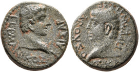 PHRYGIA. Prymnessus. Germanicus, with Drusus, Caesar, 15 BC-AD 19. Hemiassarion (Bronze, 15 mm, 2.82 g, 12 h). ΓΕΡΜΑΝΙΚΟΣ ΚΑΙΣΑΡ Bare head of Germanic...