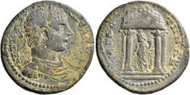 PHRYGIA. Sebaste. Severus Alexander, 222-235. Tetrassarion (Bronze, 30 mm, 10.70 g, 6 h). ΑΥ Κ Μ ΑΥ ϹЄΒ ΑΛЄΞΑΝΔΡ/ΟϹ Laureate, draped and cuirassed bus...