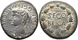 SPAIN. Segobriga. Gaius (Caligula), 37-41. 'As' (Bronze, 29 mm, 13.58 g, 12 h). [C CA]ESAR AVG GERMANICVS IM[P] Laureate head of Gaius to left. Rev. S...
