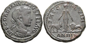 MOESIA SUPERIOR. Viminacium. Gordian III, 238-244. 'Sestertius' (Bronze, 30 mm, 22.50 g, 1 h), RY 4 = 242/3. IMP GORDIANVS PIVS FEL AVG Laureate, drap...