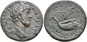 CORINTHIA. Corinth. Marcus Aurelius, 161-180. Diassarion (Bronze, 26 mm, 10.16 g, 12 h). M AVR ANTONINVS AVG Laureate head of Marcus Aurelius to right...
