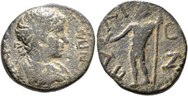 MESSENIA. Pylus. Caracalla, 198-217. Assarion (Bronze, 21 mm, 5.30 g, 5 h). ΑΥΡ Μ ΑΝΤⲰΝΙΝ Laureate, draped and cuirassed bust of Caracalla to right, s...
