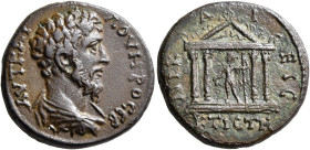 BITHYNIA. Nicaea. Lucius Verus, 161-169. Diassarion (Bronze, 22 mm, 7.78 g, 6 h). ΑΥT ΚAI Λ ΟΥΗΡΟ (sic!) CЄΒ Bare-headed, draped and cuirassed bust of...