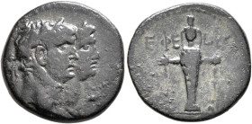 IONIA. Ephesus. Claudius, with Agrippina Junior, 41-54. Assarion (Bronze, 18 mm, 4.24 g, 6 h). Jugate heads of Claudius, laureate, and Agrippina Junio...