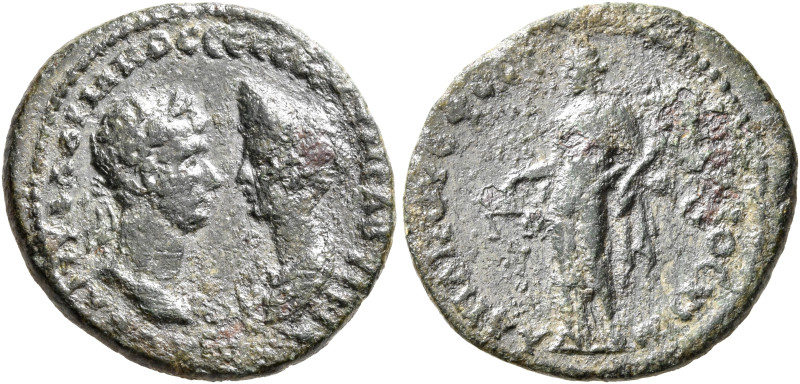 IONIA. Ephesus. Hadrian, with Sabina, 117-138. Assarion (Bronze, 21 mm, 4.77 g, ...