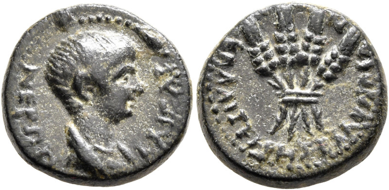 LYDIA. Blaundus. Nero, 54-68. Hemiassarion (Bronze, 15 mm, 3.40 g, 12 h), Tiberi...