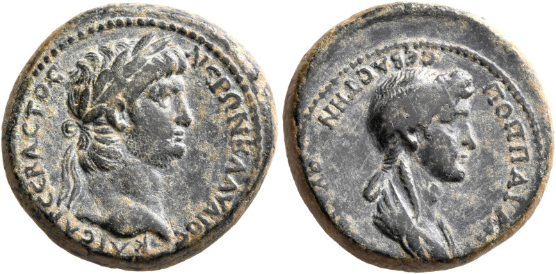 LYDIA. Thyateira. Nero, with Poppaea, 54-68. Assarion (Bronze, 19 mm, 5.77 g, 12...