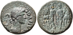 CARIA. Orthosia. Pseudo-autonomous issue. AE (Bronze, 18 mm, 4.67 g, 1 h), time of the Flavians (?), 69-96 AD. CYNKΛHTOC Laureate and draped bust of t...