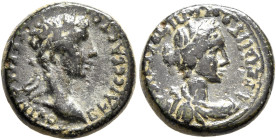 PHRYGIA. Aezanis. Gaius (Caligula), 37-41. Hemiassarion (Bronze, 16 mm, 3.87 g, 9 h), Praxime..., magistrate. Γ ΚΑΙϹ ϹЄΒΑϹΤΟϹ ΓЄΡΜΑΝΙΚΟϹ Laureate head...