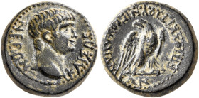 PHRYGIA. Apameia. Nero, 54-68. Hemiassarion (Bronze, 15 mm, 4.55 g, 12 h), M. Vettios Nigros, magistrate, 54-59. NEPΩN KAIΣAP Bare head of Nero to rig...