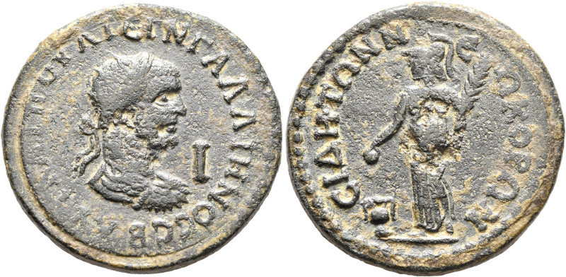 PAMPHYLIA. Side. Gallienus, 253-268. 10 Assaria (Bronze, 30 mm, 18.16 g, 1 h). A...