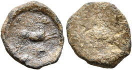ASIA MINOR. Uncertain. 2nd-3rd centuries. Tessera (Lead, 12 mm, 1.18 g). Deer running right. Rev. Blank. Cf. Gülbay & Kireç 60 (animal running left) a...