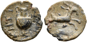 ASIA MINOR. Uncertain. 2nd-3rd centuries. Tessera (Lead, 11 mm, 1.00 g, 3 h). KHTI-... Vase. Rev. Capricorn to right. Apparently unpublished, but for ...