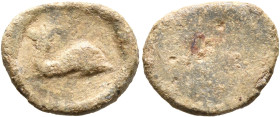 ASIA MINOR. Uncertain. 2nd-3rd centuries. Tessera (Lead, 16 mm, 2.77 g). Dolphin to right. Rev. Blank. Cf. Boersema/Dalzell, Vossen collection 61-62 (...