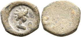ASIA MINOR. Uncertain. 2nd-3rd centuries. Tessera (Lead, 14 mm, 2.12 g). Radiate head of Sol to right. Rev. Blank. Apparently unpublished. Very fine....