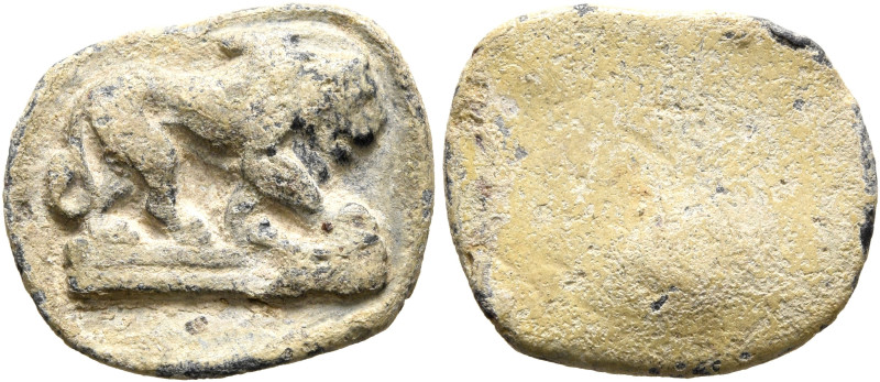 ASIA MINOR. Uncertain. 2nd-3rd centuries. Tessera (Lead, 17 mm, 2.68 g). Lion ad...