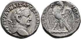 SYRIA, Seleucis and Pieria. Antioch. Vespasian, 69-79. Tetradrachm (Silver, 23 mm, 14.59 g, 12 h), RY 3 = 70/1. ΑΥΤΟΚΡΑΤ ΚΑΙΣΑ ΟΥЄΣΠΑΣΙΑΝΟΥ Laureate h...