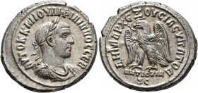 SYRIA, Seleucis and Pieria. Antioch. Philip I, 244-249. Tetradrachm (Billon, 28 mm, 13.28 g, 1 h), 248-249. AYTOK K M IOYΛI ΦΙΛΙΠΠΟC CЄB Laureate, dra...