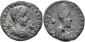 MESOPOTAMIA. Edessa. Gordian III, with Abgar X Phraates, 238-244. Diassarion (Bronze, 24 mm, 9.54 g, 4 h). AΥTOK K M ANT ΓOPΔIANOC CЄB Laureate, drape...
