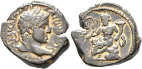 EGYPT. Alexandria. Elagabalus, 218-222. Tetradrachm (Bronze, 24 mm, 12.49 g, 12 h), RY 4 = 220/1. Α ΚΑΙCAΡ ΜΑ ΑΥΡ ΑΝΤⲰΝ[Ι]ΝΟC ЄΥCЄΒ Laureate head of E...