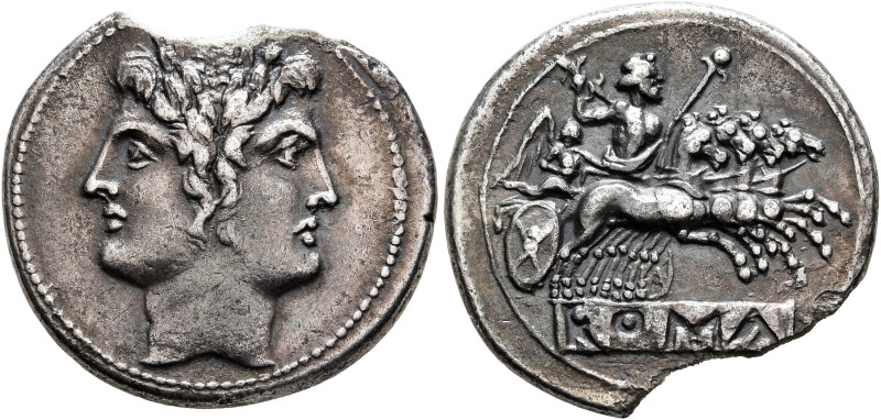 Anonymous, circa 225-214 BC. Quadrigatus - Didrachm (Silver, 22 mm, 6.09 g, 7 h)...